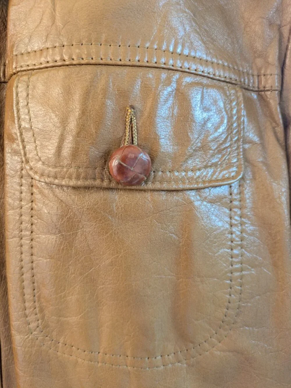 VTG 70s The Denner Leather Hunting Jacket by A. Pollak Camel Brown Mens 40 M